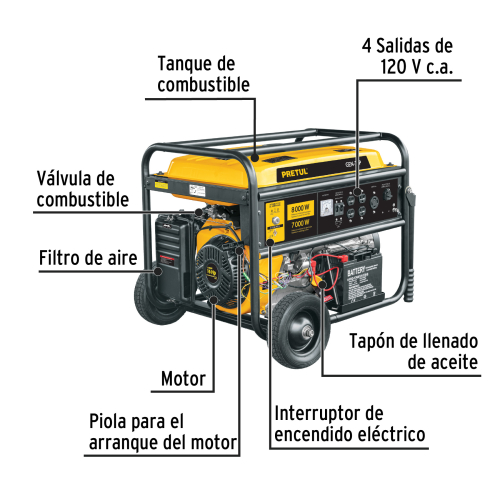 GENERADOR / PLANTA ELECTRICA PRETUL 7000 WATTS A GASOLINA