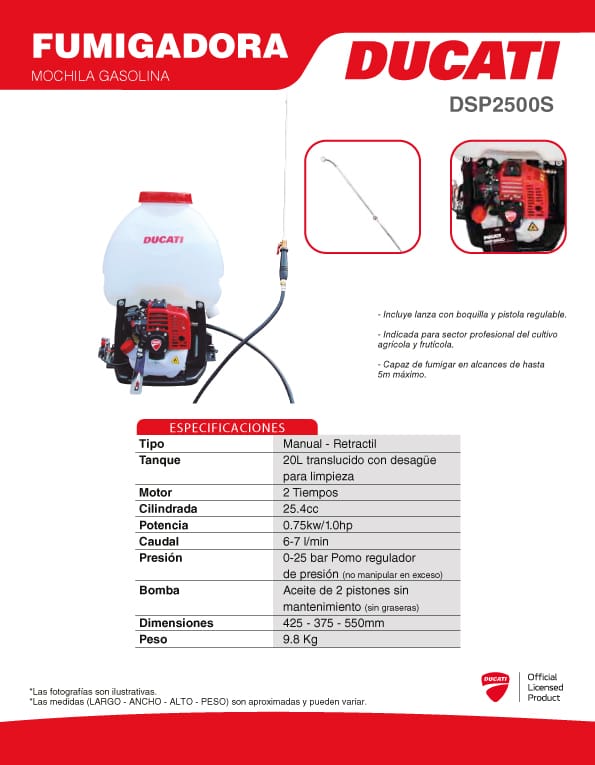 BOMBA FUMIGADORA DE MOCHILA DUCATI