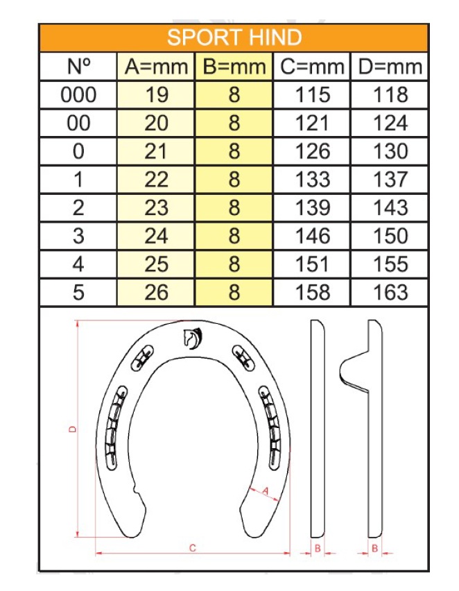 HERRADURA PARA CABALLO DUFOUR PATA 2 PESTAÑAS x 1 PAR