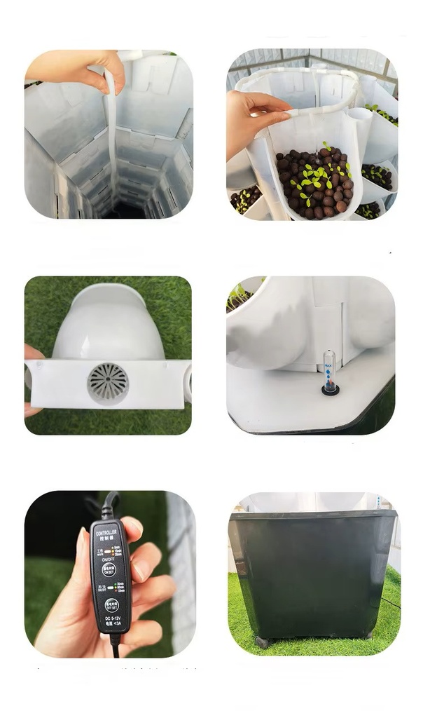 KIT HIDROPONICO COMPLETO VERTICAL 8 NIVELES DELGADO