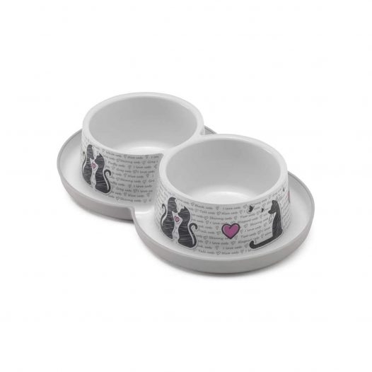 PLATO PARA GATO DOBLE TRENDY DINNERS CAT CATS IN LOVE