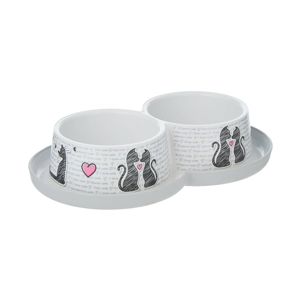 PLATO PARA GATO DOBLE TRENDY DINNERS CATS IN LOVE 