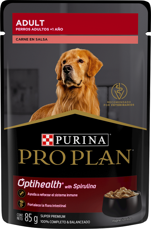 ALIMENTO HUMEDO PARA PERRO PRO PLAN CARNE EN SALSA ADULTO 85gr