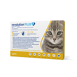 PIPETA ANTIPULGAS REVOLUTION PLUS PARA GATOS 2.5KG x 1 UNIDAD