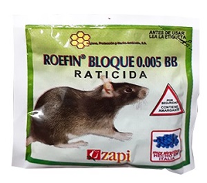 RODENTICIDA CEBO PARA RATAS ROEFIN 0.0005 BB 10 GRS