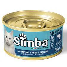 SIMBA COMIDA HUMEDA PARA GATO MOUSSE ATUN Y PESCADO BLANCO 85g