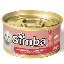 ALIMENTO HUMEDO PARA GATO SIMBA MOUSSE SALMON Y CAMARONES 85g