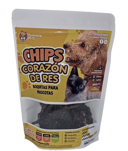 YUMMIE PETS CHIPS DE CORAZON DE RES 50 GRS