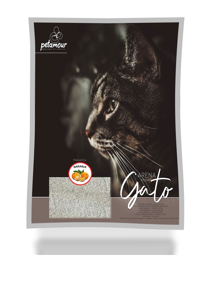 ARENA PARA GATO PETAMOUR NARANJA