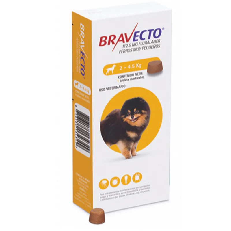 TABLETA MASTICABLE ANTIPULGAS PARA PERRO BRAVECTO 3 MESES