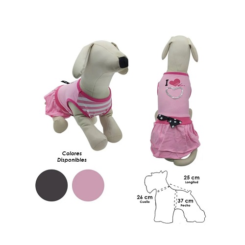 VESTIDO PARA PERRO GRIS O ROSADO