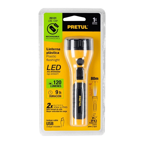 LINTERNA PRETUL LED RECARGABLE 120 LUMINES 