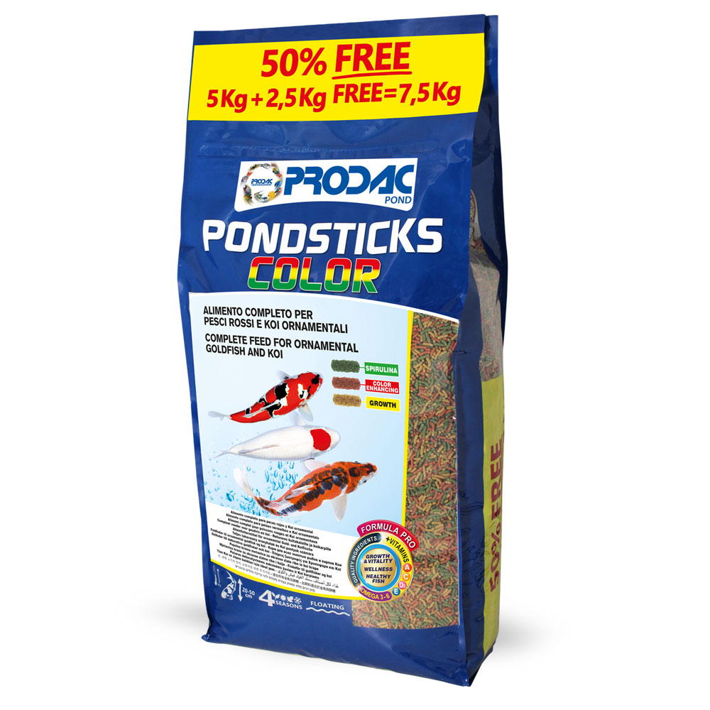 ALIMENTO PARA PECES KOI POND STICKS COLOR PRODAC x 7.5 KG