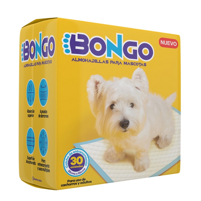 BONGO PADS ALMOHADILLAS PARA MASCOTAS 55 CMS X 55 CMS PAQUETE DE 30 UNIDADES