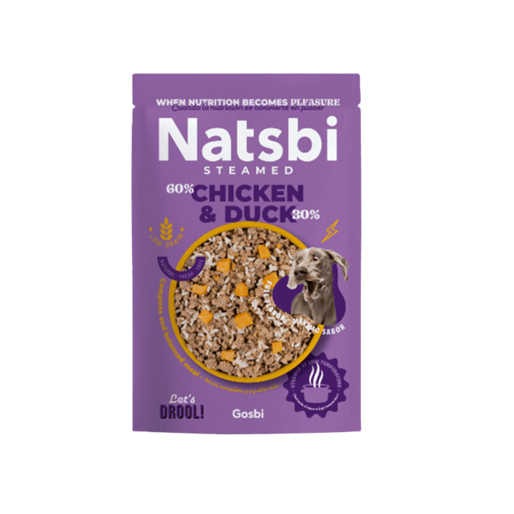 ALIMENTO HUMEDO PARA PERRO NATSBI STEAM CHICKEN & DUCK 