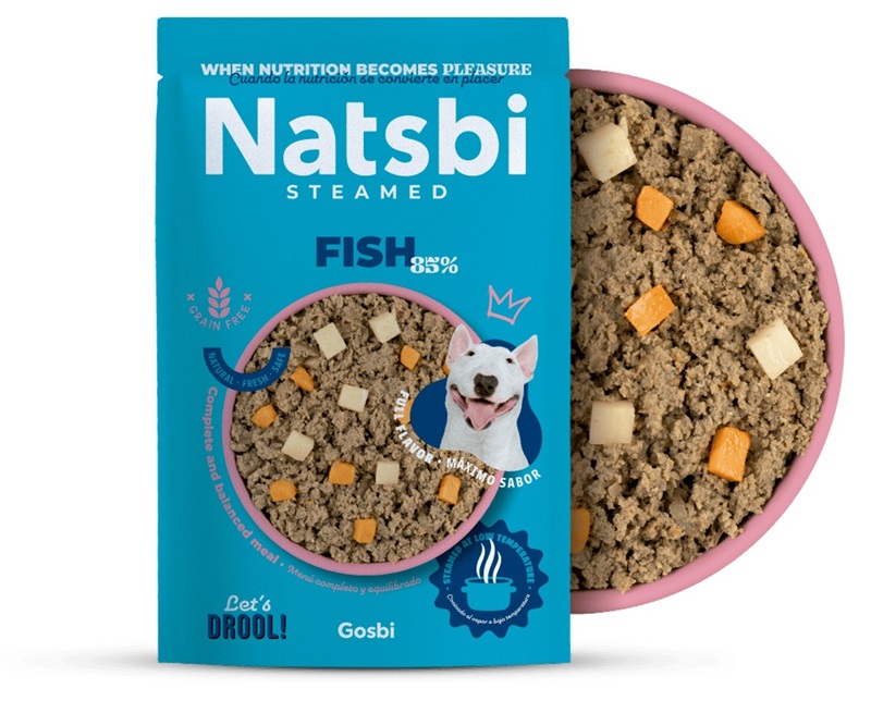 ALIMENTO HUMEDO PARA PERRO NATSBI STEAM FISH 200 GRS