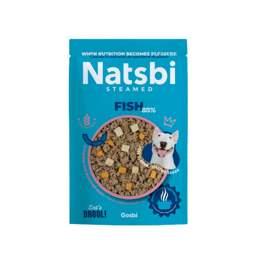 ALIMENTO HUMEDO PARA PERRO NATSBI STEAM FISH 