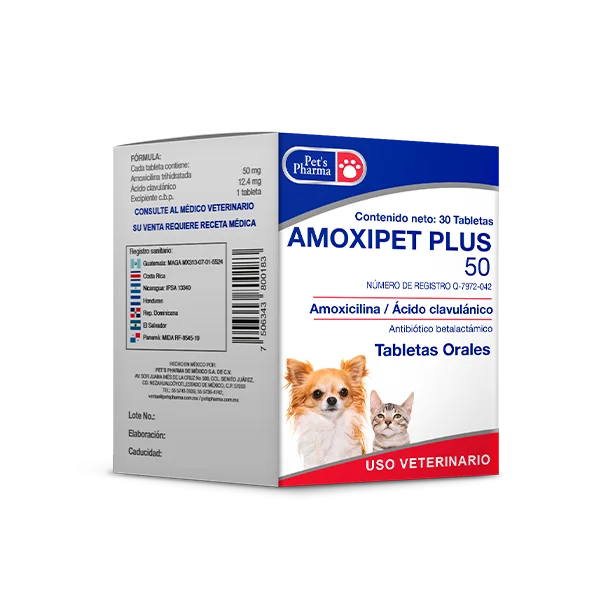 AMOXIPET PLUS 50 MG- CAJA 30 UNIDADES