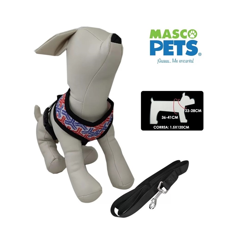 ARNES Y CORREA PARA PERRO MASCO PETS DISEÑO FLECHAS SMALL