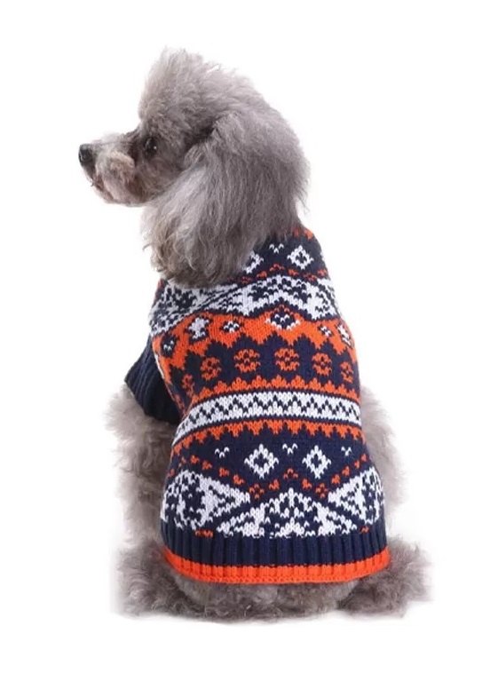 SUETER PARA MASCOTA COLOR AZUL Y NARANJA SMALL