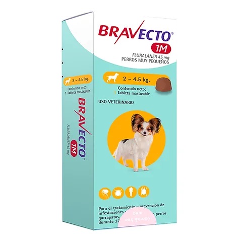 TABLETA MASTICABLE ANTIPULGAS PARA PERRO BRAVECTO 1 MES