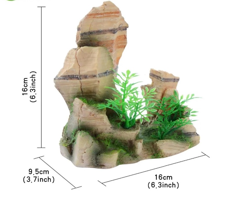 ADORNO PARA PECERA DISEÑO DOS ROCAS CON PLANTAS