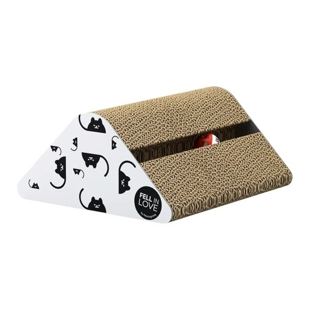 RASCADOR PARA GATO TIPO TRIANGULO CON JUGUETE INTERACTIVO