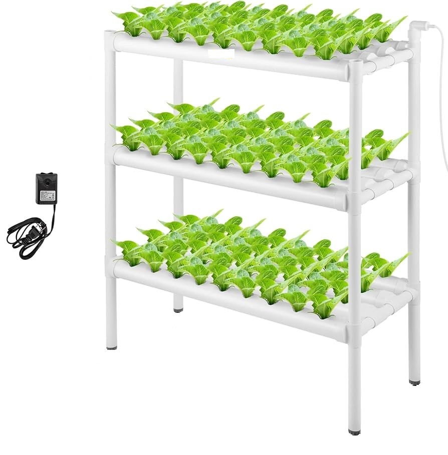 KIT HIDROPONICO COMPLETO 3 NIVELES, 9 TUBOS Y 81 HOYOS