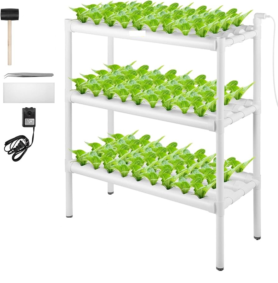 KIT HIDROPONICO COMPLETO 3 NIVELES, 9 TUBOS Y 81 HOYOS