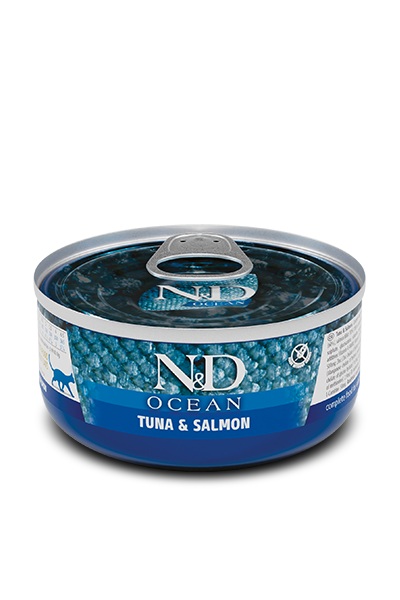 ALIMENTO HUMEDO PARA GATO EN LATA N&D OCEAN TUNA AND SALMON 70 GR