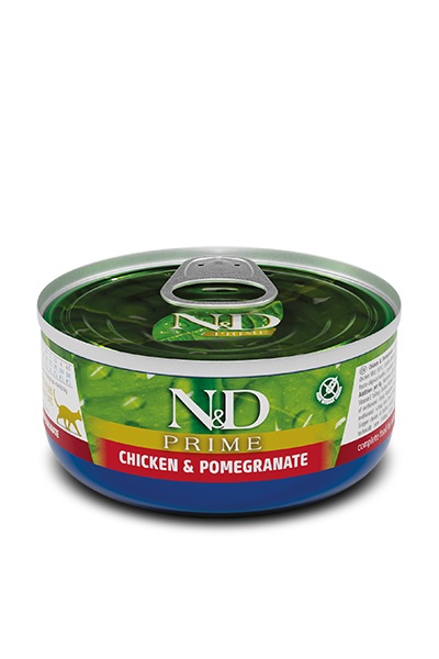 ALIMENTO HUMEDO PARA GATO EN LATA N&D PRIME CHICKEN & POMEGRANATE 70 GR