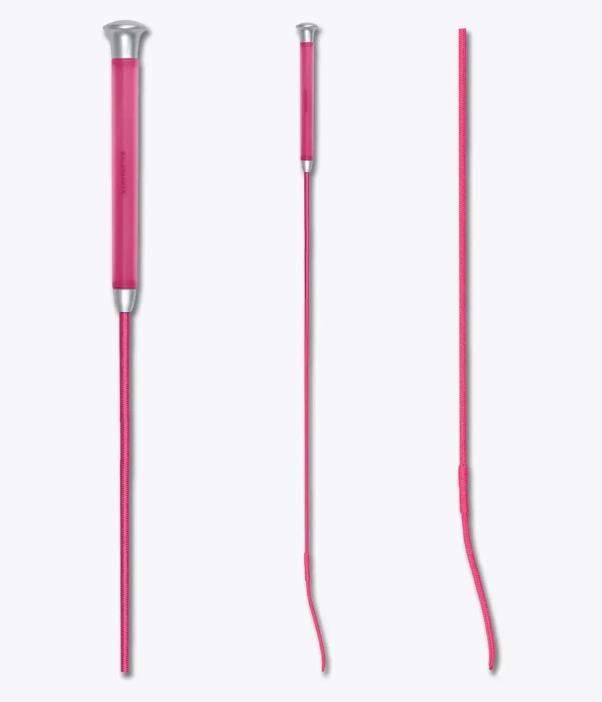 FUSTA/FUETE CON MANGO DE GEL 120CM ROSA