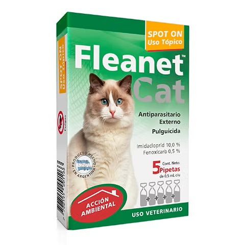 PIPETA ANTIPULGAS FLEANET PARA GATOS x 5 PIPETAS