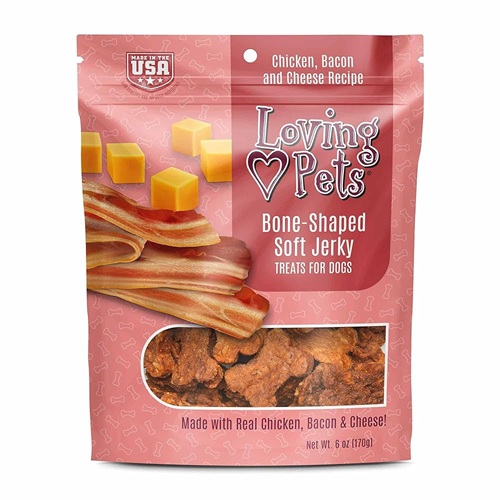 PREMIO LOVING PETS BONE-SHAPED CHICKEN BACON AND CHEESE 6 ONZ.