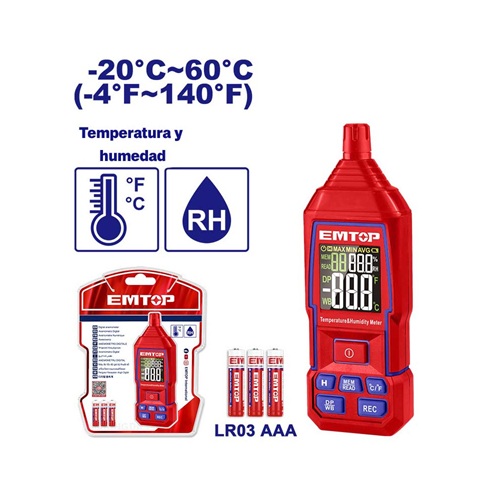 TERMOMETRO DIGITAL DE HUMEDAD Y TEMPERATURA EMTOP