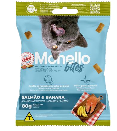 MONELLO BITES PARA GATOS BOLA DE PELOS x 80 GRS