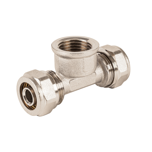 ACOPLE TEE ROSCA CENTRAL HEMBRA TUBERIA SEMIFLEXIBLE MULTICAPA PE-AL-PE 3/8