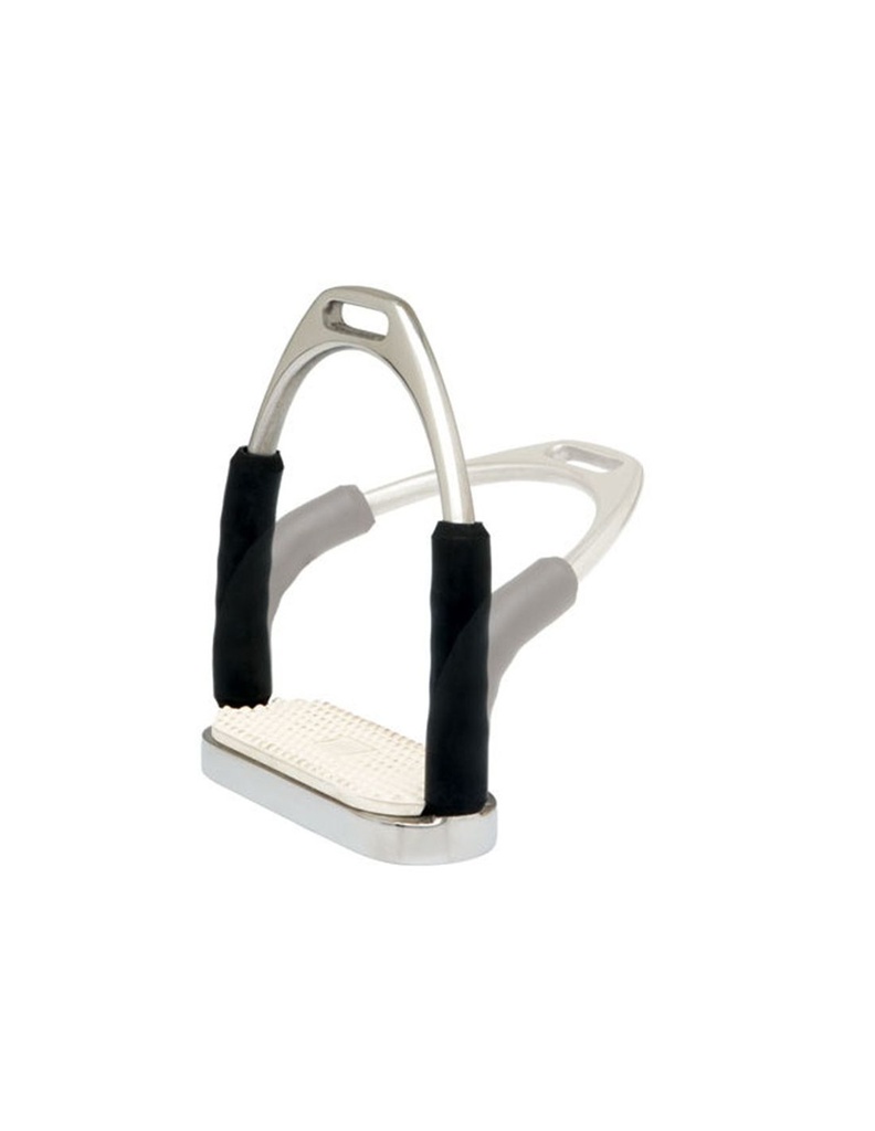 ESTRIBO INGLES SEFTON COMPACTO FLEXIBLE INOXIDABLE CON TACO (PAR) :12 CM