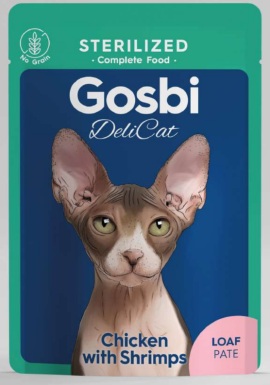 ALIMENTO HUMEDO PARA GATO GOSBI DELICAT STERILIZED CHICKEN AND SHRIMPS 70 GR