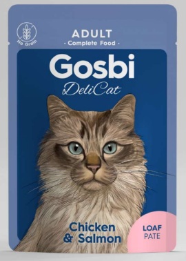 ALIMENTO HUMEDO PARA GATO GOSBIT DELICAT ADULT CHICKEN AND SALMON LOAF 70 GRS