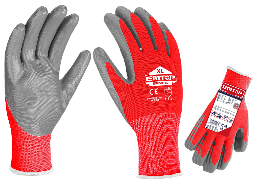GUANTES DE NITRILO Y POLIESTER TALLA L EMTOP