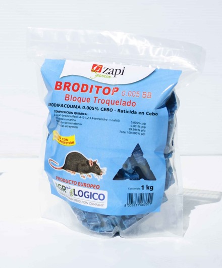 RODENTICIDA CEBO PARA RATAS BRODITOP BLOQUE 1 KILO