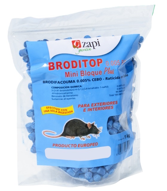 RODENTICIDA CEBO PARA RATAS BRODITOP MINI BLOQUE 1 KILO