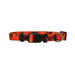 COLLAR PARA PERRO VALHOMA 3/4" X (14-22") AJUSTABLE CAMUFLAGEADO NARANJA