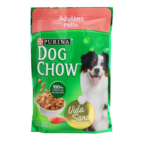 DOG CHOW ALIMENTO HUMEDO ADULTO POLLO POUCH 100 GRS