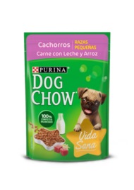 ALIMENTO HUMEDO PARA PERRO DOG CHOW CACHORRO RAZA PEQUEÑA CARNE CON LECHE Y ARROZ 100 GRS