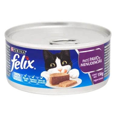 ALIMENTO HUMEDO PARA GATO LATA FELIX PATE DE PAVO Y MENUDENCIAS 156 GR