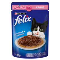 ALIMENTO HUMEDO PARA GATO FELIX POUCH GATITOS CARNE EN SALSA 85 GR