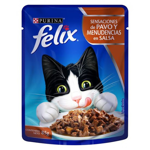 ALIMENTO HUMEDO PARA GATO FELIX POUCH PAVO Y MENUDENCIAS 85GR.