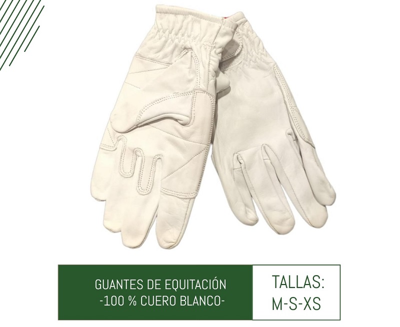 GUANTES PARA EQUITACION DE CUERO BLANCO PAR